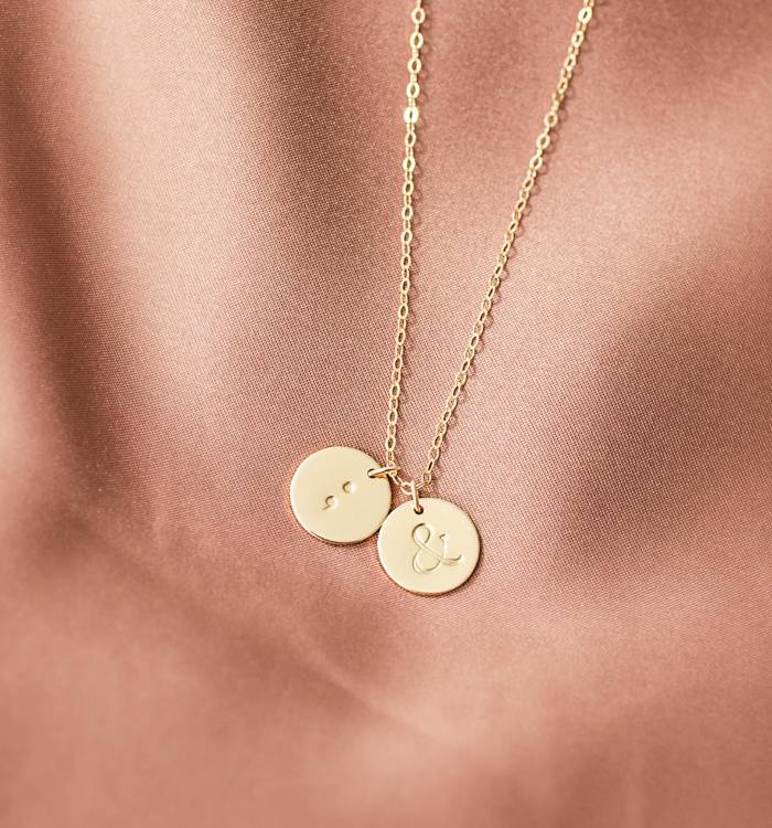 Semicolon and Initial 1/2" Disc Necklace - Image 3