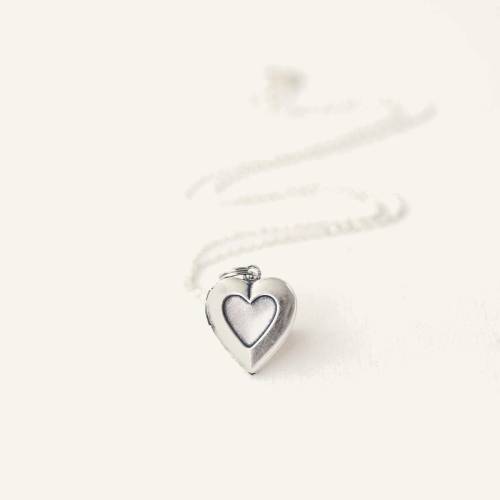 Tiny Silver Heart Locket Necklace