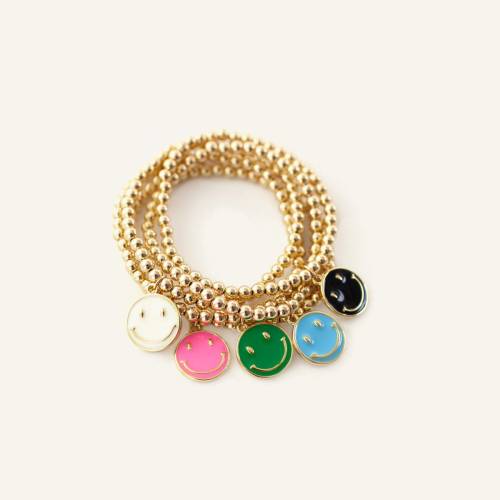 Gold Filled Beaded Smiley Face Bracelet