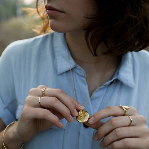 Dainty Floral Locket with Initial Heart or Disc