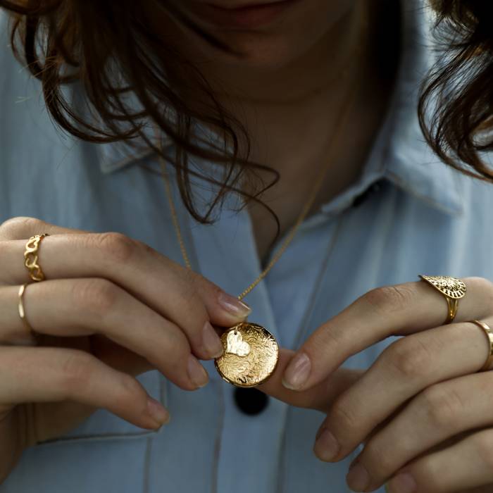 Dainty Floral Locket with Initial Heart or Disc - Image 11