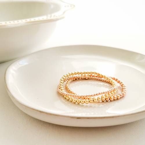 3mm Beaded Bracelet in Gold Filled, Rose Gold Filled and Sterling Silver