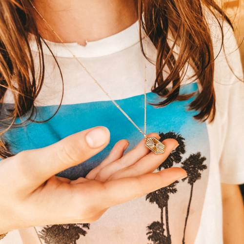 Gold Vermeil Sunburst Necklace on Satellite Chain