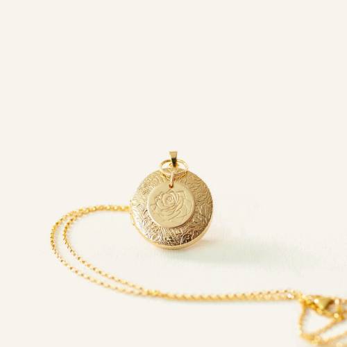 Birth Month Flower Locket in Gold, Antique Silver and Rose Gold