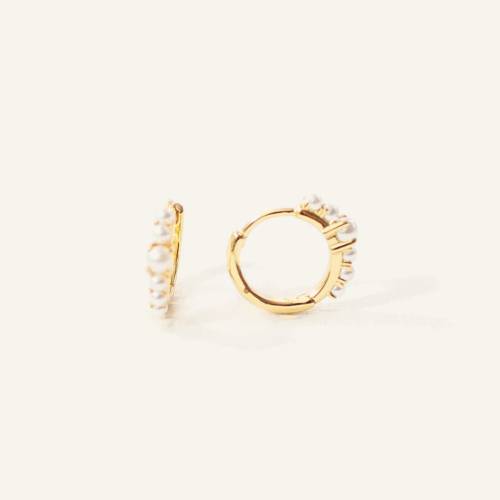 Pearl Gold Vermeil Huggie Hoops