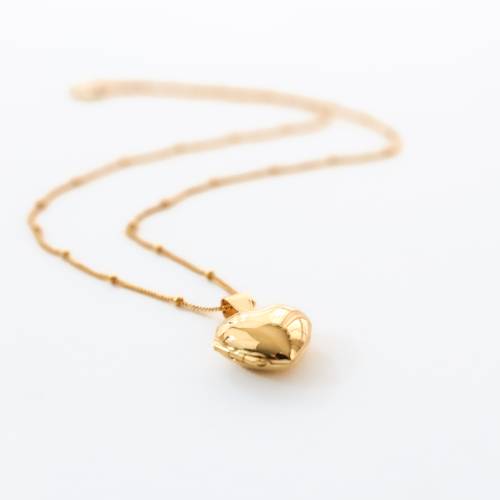 Medium Simple Heart Locket Necklace on Satellite Chain