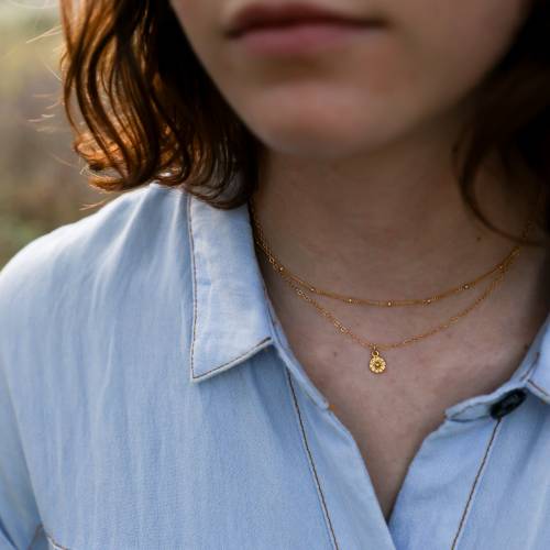 Tiny Sunburst Charm Necklace